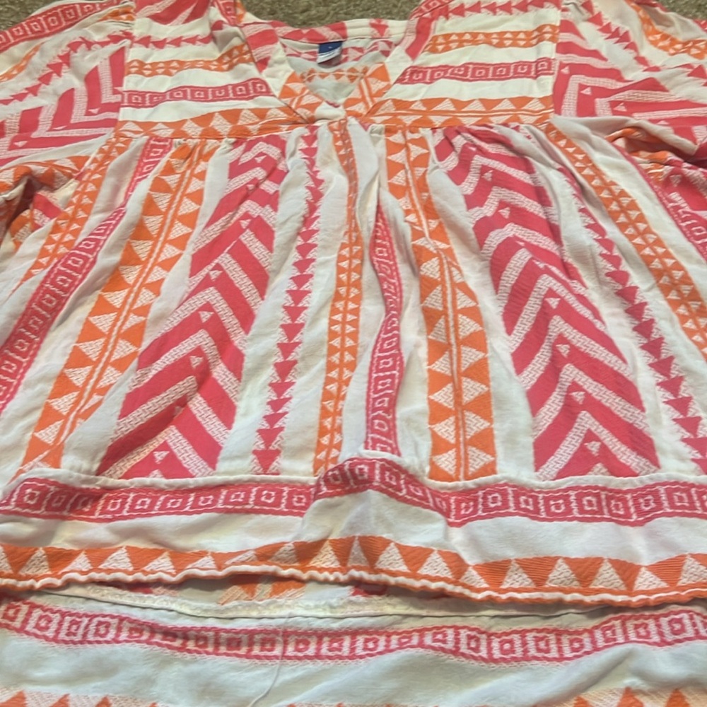 Old Navy Colorful‎ Geometric Babydoll Women's Top Large - Picture 3 of 5